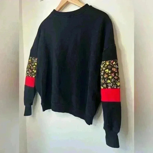 Zara Womens Black Red Floral Preppy Prep Pull Over Scoop Neck Sweater Small - Picture 6 of 7